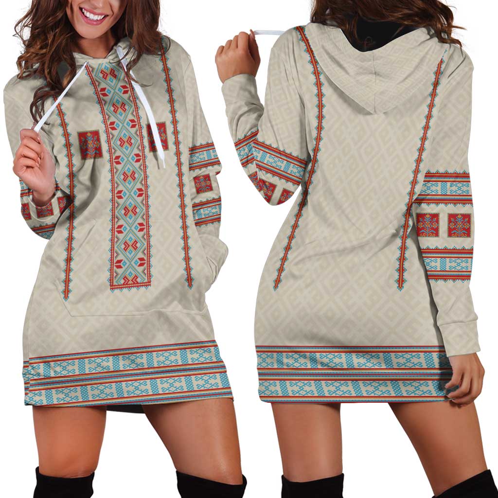 Lithuanian National Costume Hoodie Dress Traditional Folk Pattern - Wonder Print Shop