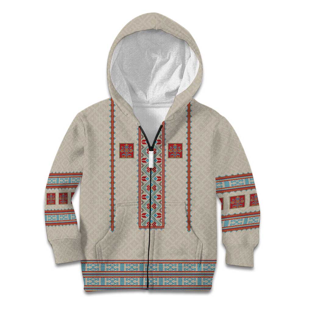 Lithuanian National Costume Kid Hoodie Traditional Folk Pattern - Wonder Print Shop