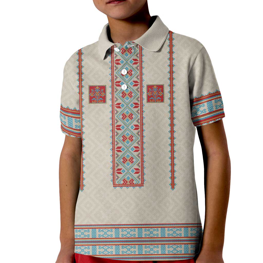 Lithuanian National Costume Kid Polo Shirt Traditional Folk Pattern - Wonder Print Shop