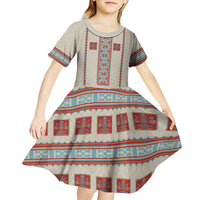 Lithuanian National Costume Kid Short Sleeve Dress Traditional Folk Pattern - Wonder Print Shop