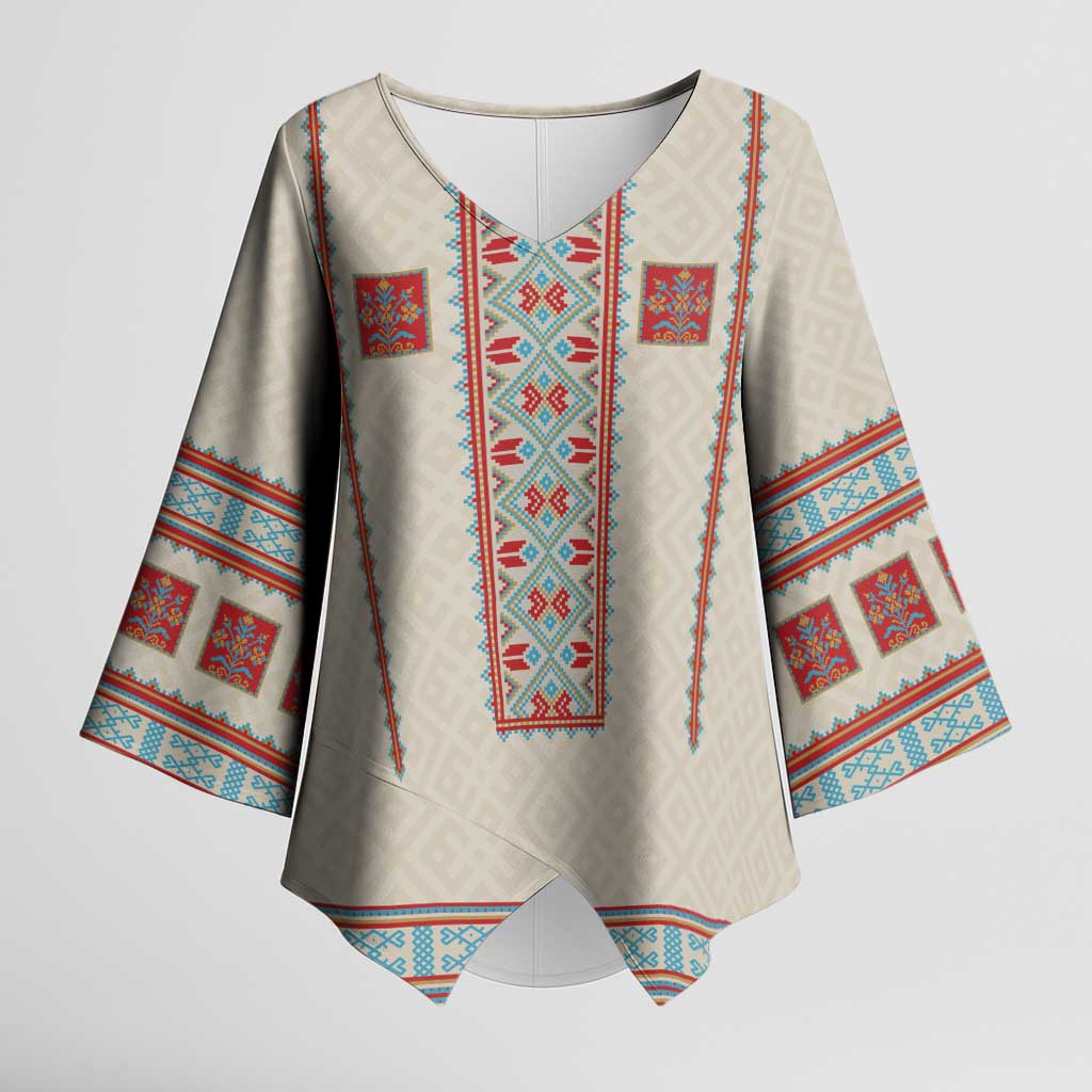 Lithuanian National Costume Kimono Sleeve Blouse Traditional Folk Pattern - Wonder Print Shop