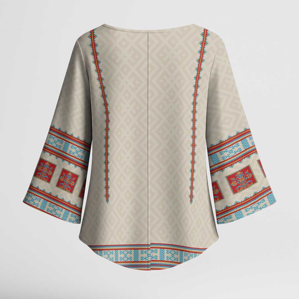 Lithuanian National Costume Kimono Sleeve Blouse Traditional Folk Pattern - Wonder Print Shop