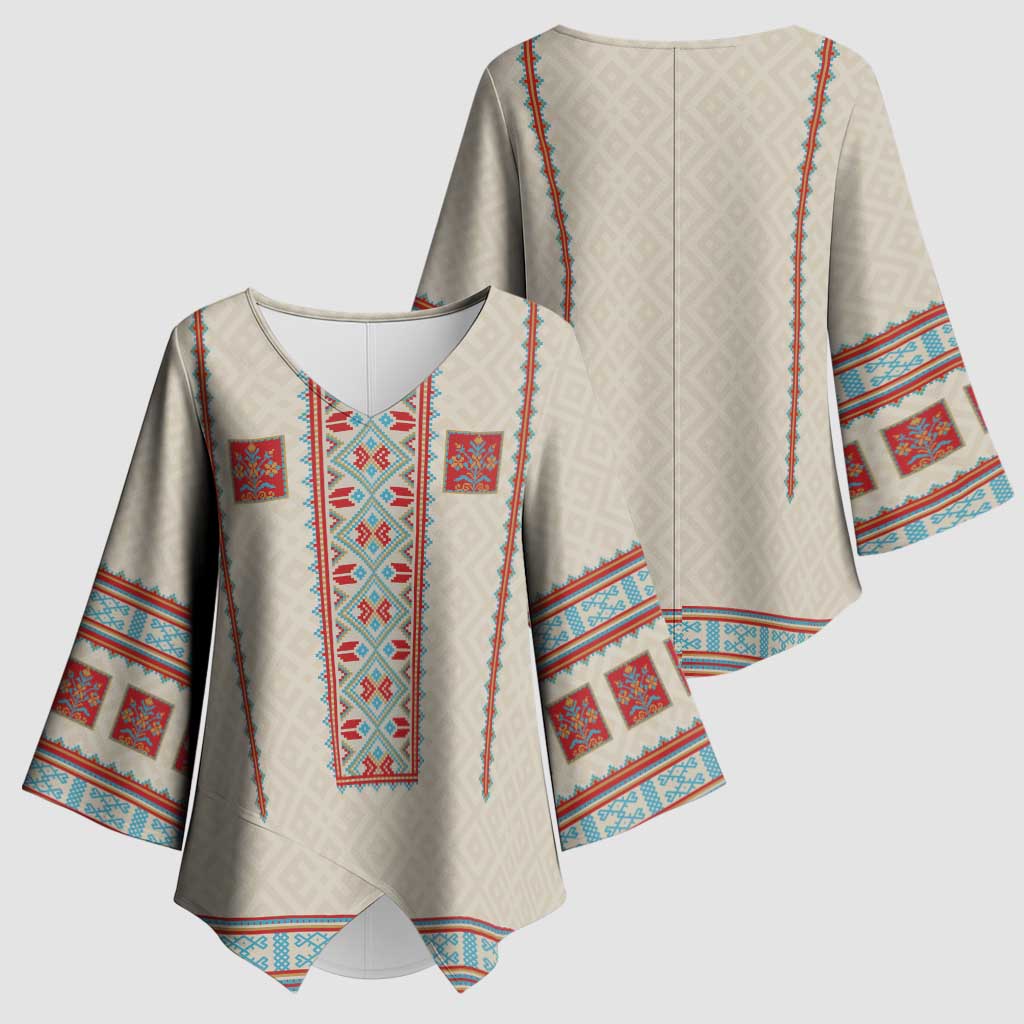 Lithuanian National Costume Kimono Sleeve Blouse Traditional Folk Pattern - Wonder Print Shop