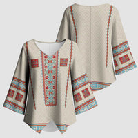 Lithuanian National Costume Kimono Sleeve Blouse Traditional Folk Pattern - Wonder Print Shop