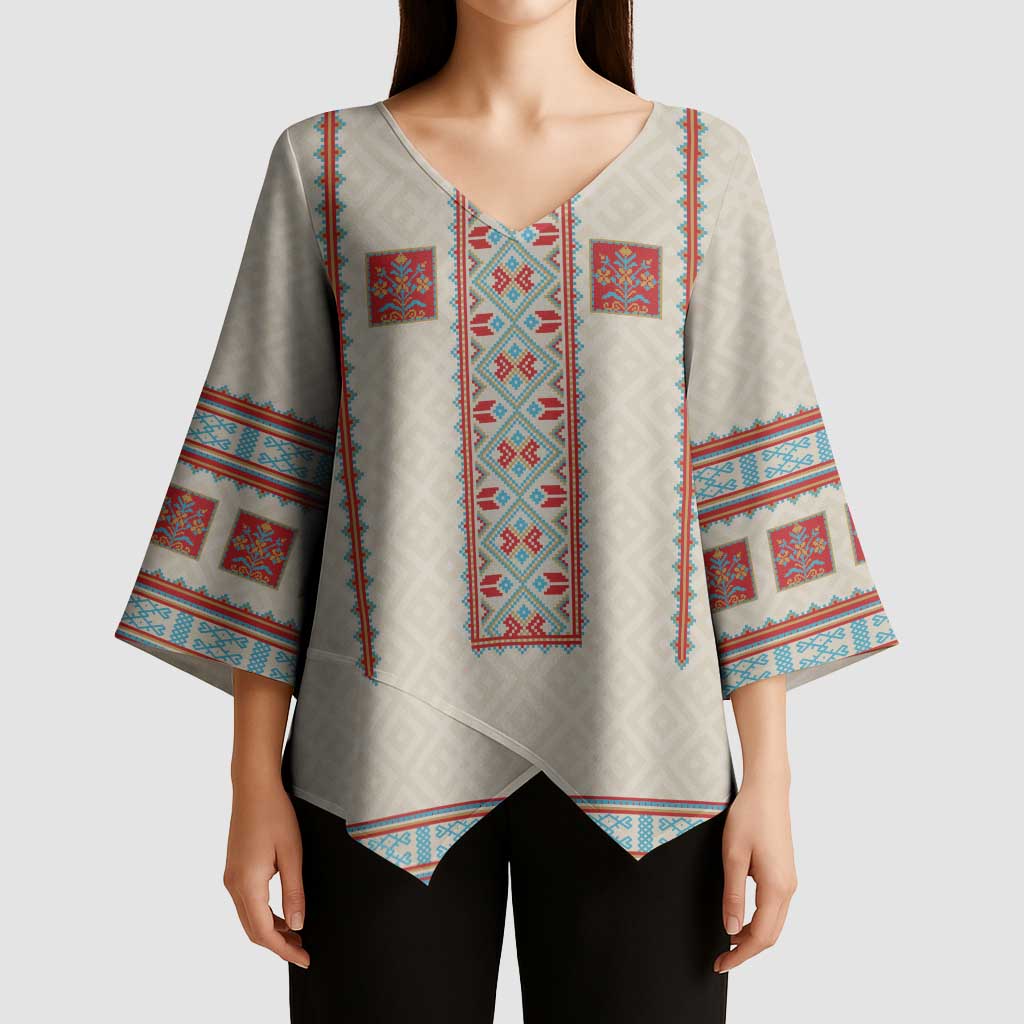 Lithuanian National Costume Kimono Sleeve Blouse Traditional Folk Pattern - Wonder Print Shop