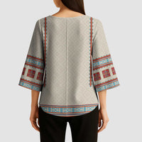 Lithuanian National Costume Kimono Sleeve Blouse Traditional Folk Pattern - Wonder Print Shop
