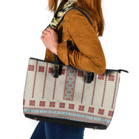 Lithuanian National Costume Leather Tote Bag Traditional Folk Pattern - Wonder Print Shop