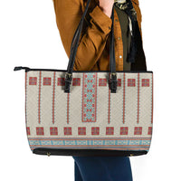 Lithuanian National Costume Leather Tote Bag Traditional Folk Pattern - Wonder Print Shop
