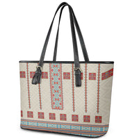 Lithuanian National Costume Leather Tote Bag Traditional Folk Pattern - Wonder Print Shop