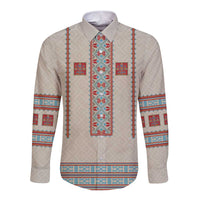 Lithuanian National Costume Long Sleeve Button Shirt Traditional Folk Pattern - Wonder Print Shop
