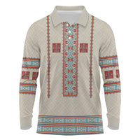 Lithuanian National Costume Long Sleeve Polo Shirt Traditional Folk Pattern - Wonder Print Shop