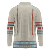 Lithuanian National Costume Long Sleeve Polo Shirt Traditional Folk Pattern - Wonder Print Shop