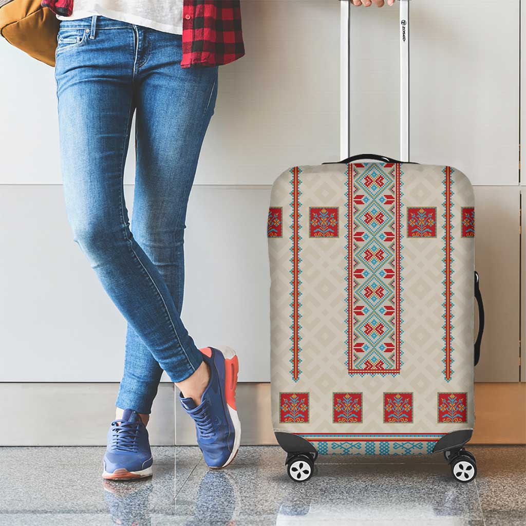 Lithuanian National Costume Luggage Cover Traditional Folk Pattern - Wonder Print Shop