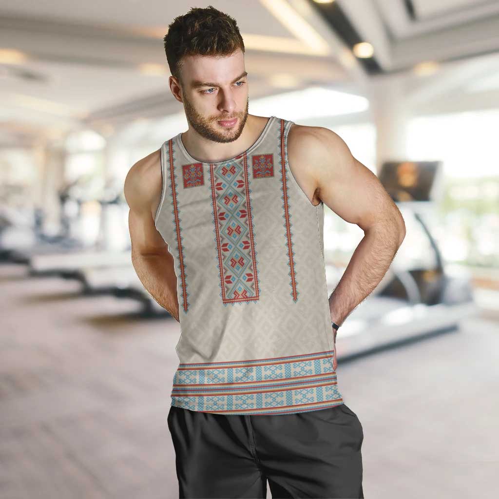 Lithuanian National Costume Men Tank Top Traditional Folk Pattern - Wonder Print Shop