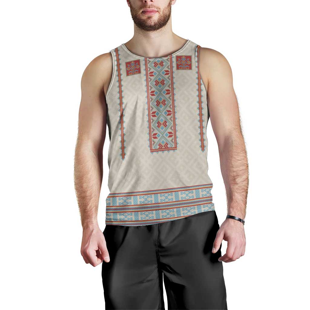 Lithuanian National Costume Men Tank Top Traditional Folk Pattern - Wonder Print Shop