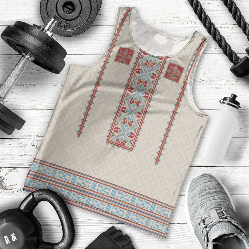 Lithuanian National Costume Men Tank Top Traditional Folk Pattern - Wonder Print Shop