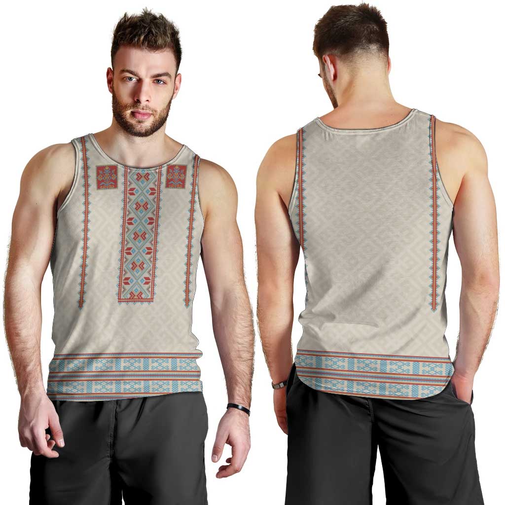 Lithuanian National Costume Men Tank Top Traditional Folk Pattern - Wonder Print Shop