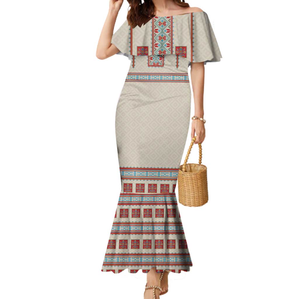 Lithuanian National Costume Mermaid Dress Traditional Folk Pattern - Wonder Print Shop
