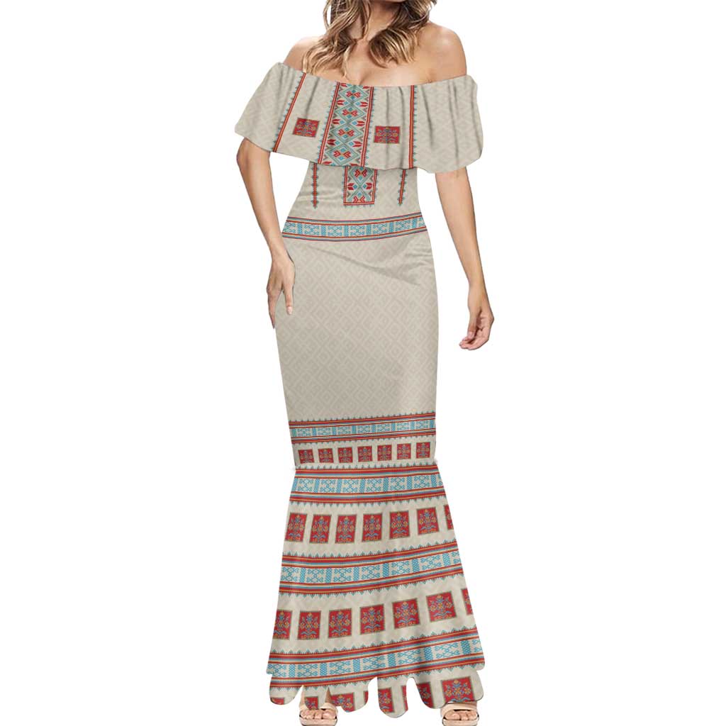 Lithuanian National Costume Mermaid Dress Traditional Folk Pattern - Wonder Print Shop