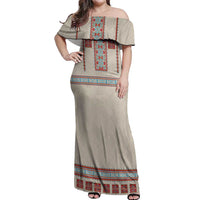 Lithuanian National Costume Off Shoulder Maxi Dress Traditional Folk Pattern - Wonder Print Shop