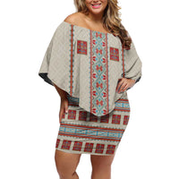 Lithuanian National Costume Off Shoulder Short Dress Traditional Folk Pattern - Wonder Print Shop