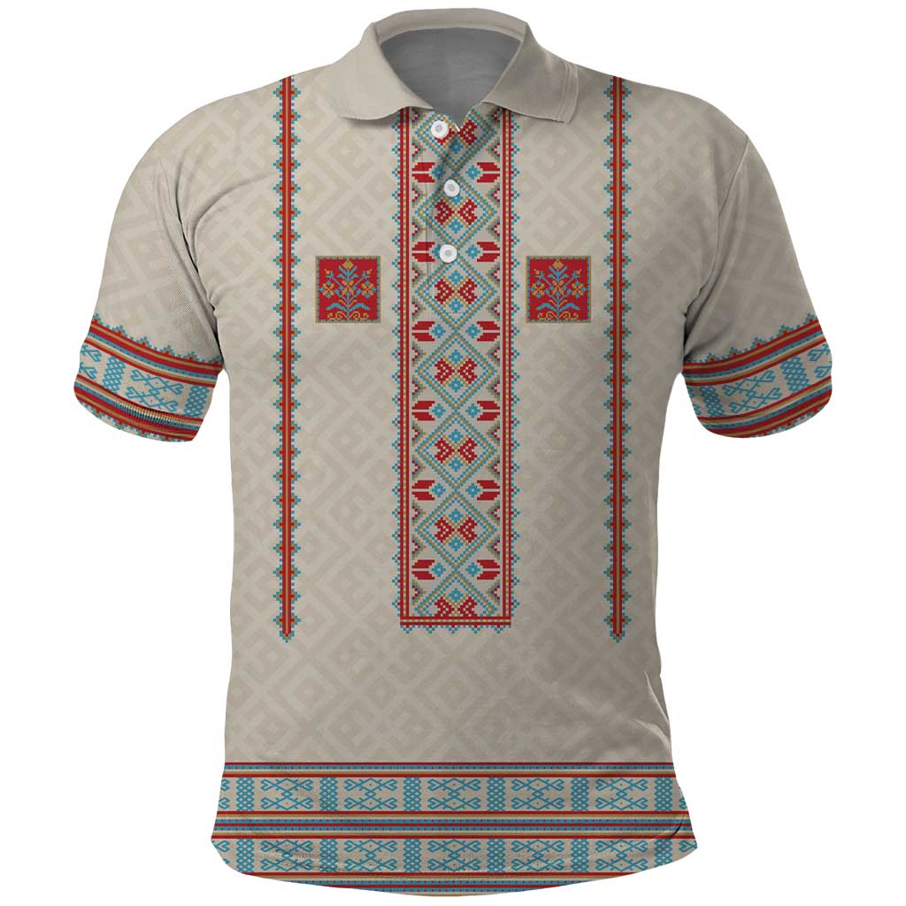 Lithuanian National Costume Polo Shirt Traditional Folk Pattern - Wonder Print Shop