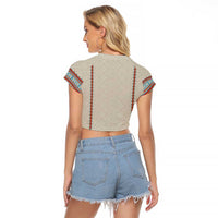 Lithuanian National Costume Raglan Cropped T Shirt Traditional Folk Pattern - Wonder Print Shop