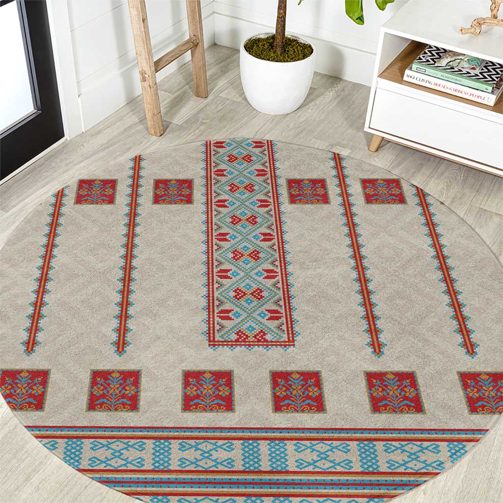 Lithuanian National Costume Round Carpet Traditional Folk Pattern - Wonder Print Shop