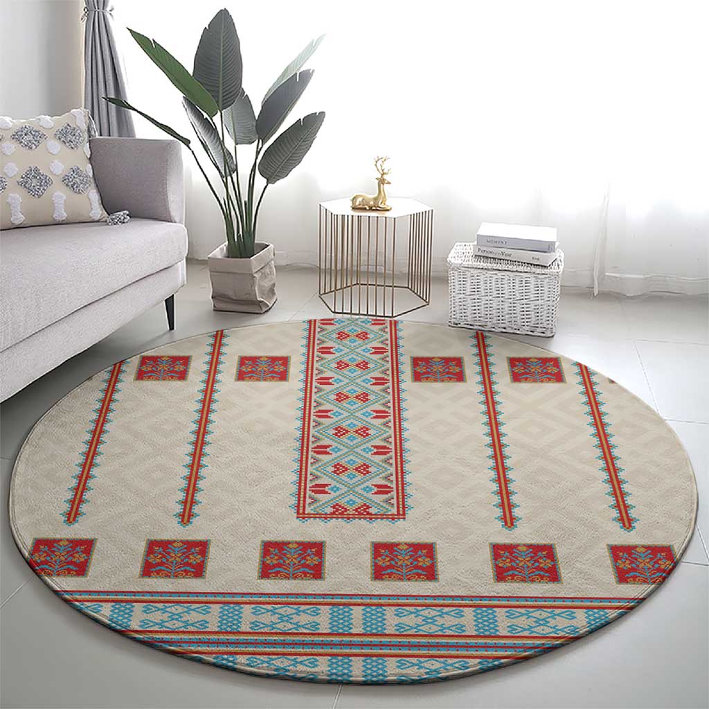 Lithuanian National Costume Round Carpet Traditional Folk Pattern - Wonder Print Shop