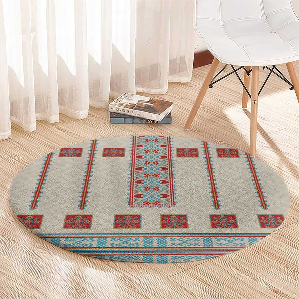 Lithuanian National Costume Round Carpet Traditional Folk Pattern - Wonder Print Shop