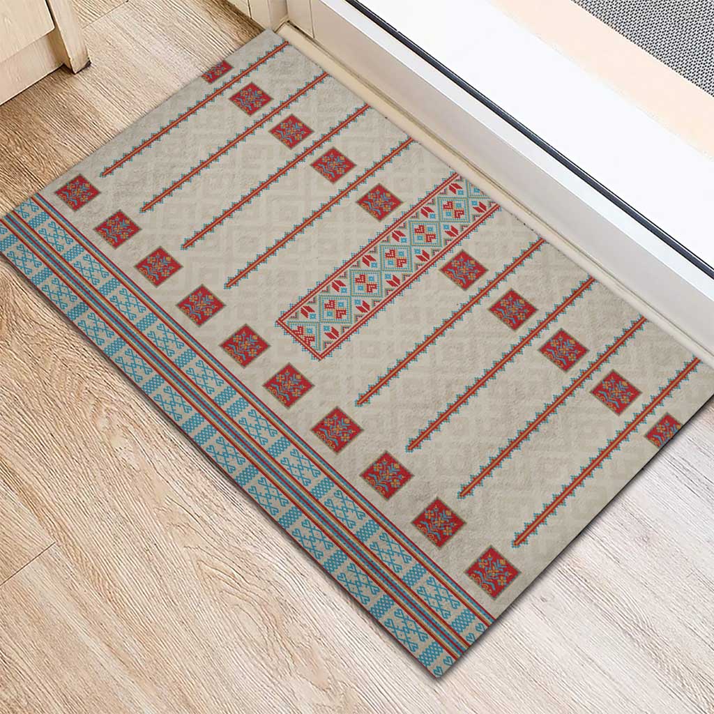 Lithuanian National Costume Rubber Doormat Traditional Folk Pattern - Wonder Print Shop