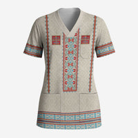 Lithuanian National Costume Scrub Top Traditional Folk Pattern - Wonder Print Shop