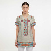 Lithuanian National Costume Scrub Top Traditional Folk Pattern - Wonder Print Shop