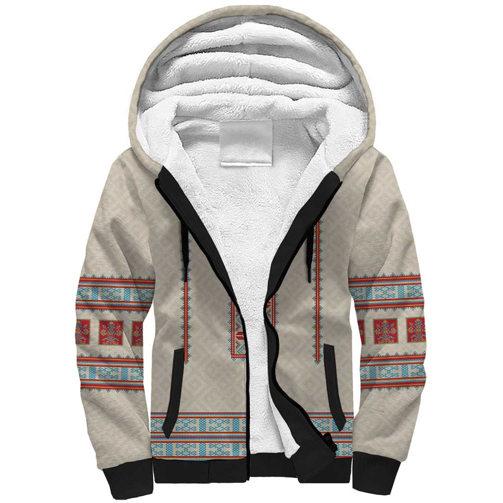 Lithuanian National Costume Sherpa Hoodie Traditional Folk Pattern - Wonder Print Shop