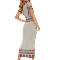 Lithuanian National Costume Short Sleeve Bodycon Dress Traditional Folk Pattern - Wonder Print Shop