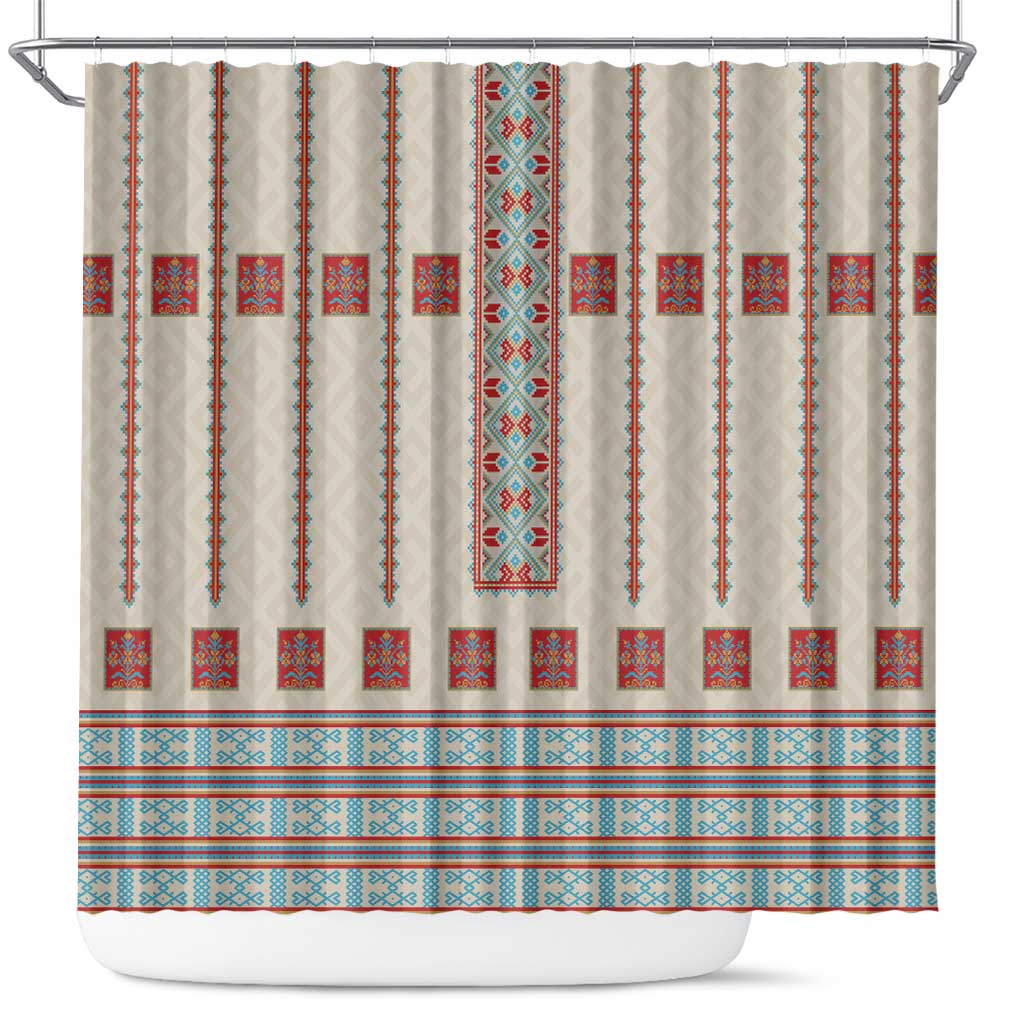 Lithuanian National Costume Shower Curtain Traditional Folk Pattern - Wonder Print Shop
