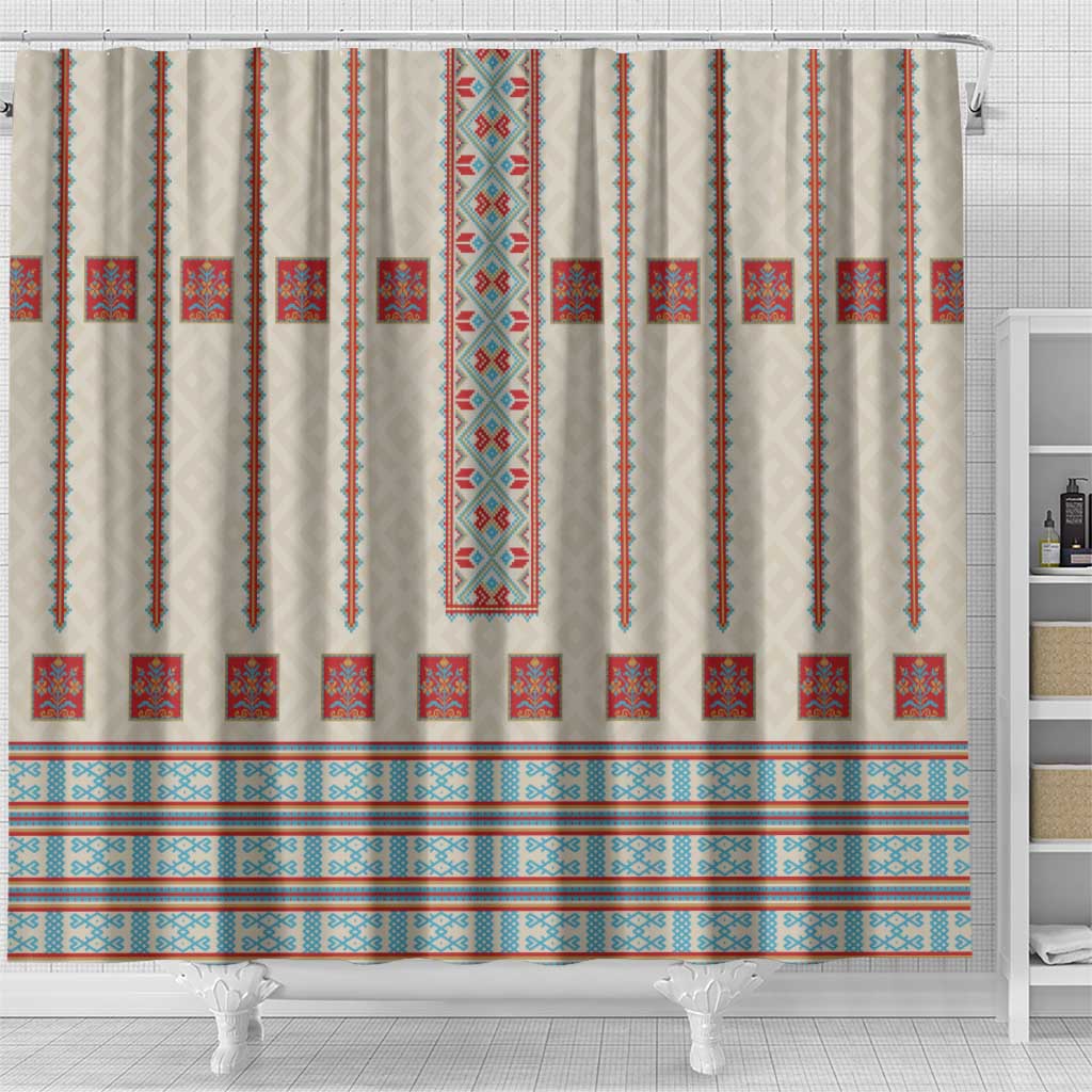 Lithuanian National Costume Shower Curtain Traditional Folk Pattern - Wonder Print Shop