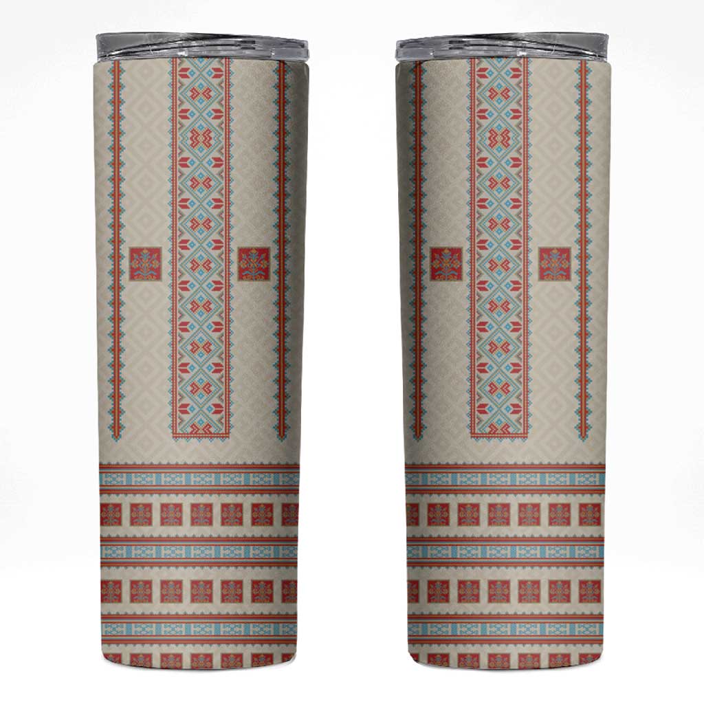 Lithuanian National Costume Skinny Tumbler Traditional Folk Pattern - Wonder Print Shop