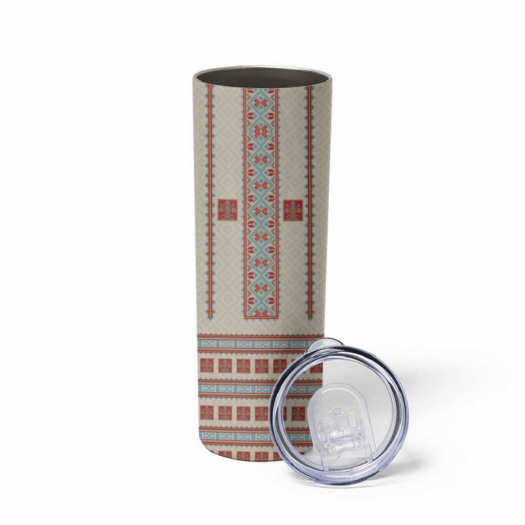Lithuanian National Costume Skinny Tumbler Traditional Folk Pattern - Wonder Print Shop