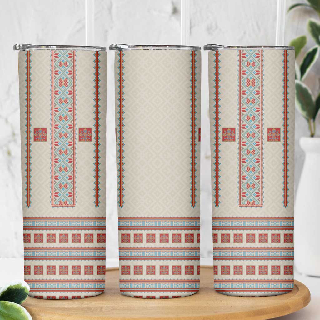 Lithuanian National Costume Skinny Tumbler Traditional Folk Pattern - Wonder Print Shop