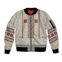 Lithuanian National Costume Sleeve Zip Bomber Jacket Traditional Folk Pattern - Wonder Print Shop