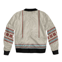 Lithuanian National Costume Sleeve Zip Bomber Jacket Traditional Folk Pattern - Wonder Print Shop