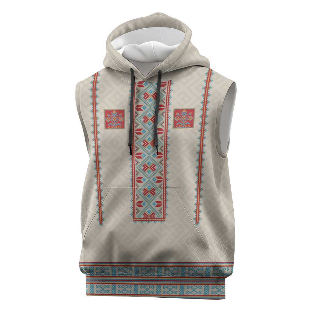Lithuanian National Costume Sleeveless Hoodie Traditional Folk Pattern - Wonder Print Shop