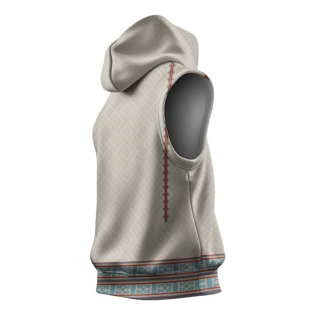 Lithuanian National Costume Sleeveless Hoodie Traditional Folk Pattern - Wonder Print Shop