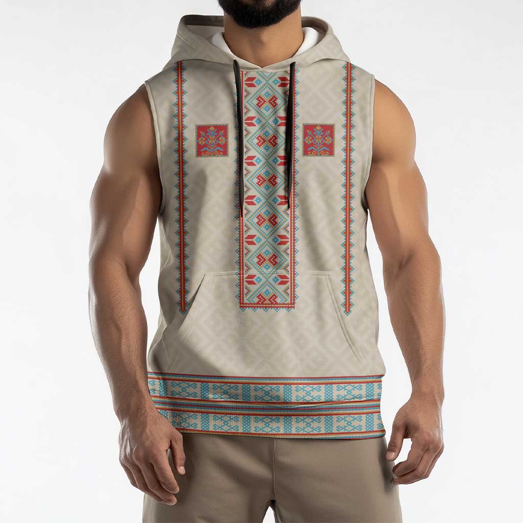 Lithuanian National Costume Sleeveless Hoodie Traditional Folk Pattern - Wonder Print Shop