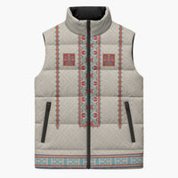 Lithuanian National Costume Sleeveless Puffer Jacket Traditional Folk Pattern - Wonder Print Shop