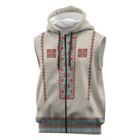 Lithuanian National Costume Sleeveless Zip Hoodie Traditional Folk Pattern - Wonder Print Shop