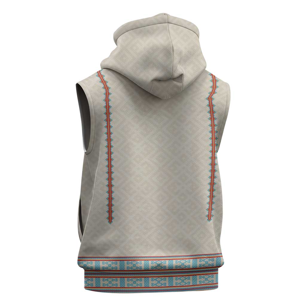 Lithuanian National Costume Sleeveless Zip Hoodie Traditional Folk Pattern - Wonder Print Shop