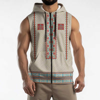 Lithuanian National Costume Sleeveless Zip Hoodie Traditional Folk Pattern - Wonder Print Shop