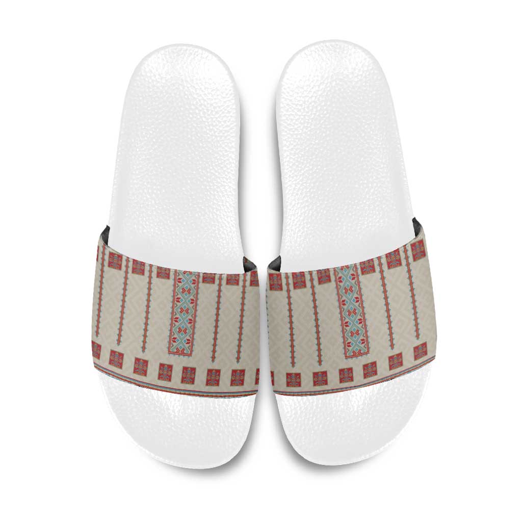 Lithuanian National Costume Slide Sandals Traditional Folk Pattern - Wonder Print Shop